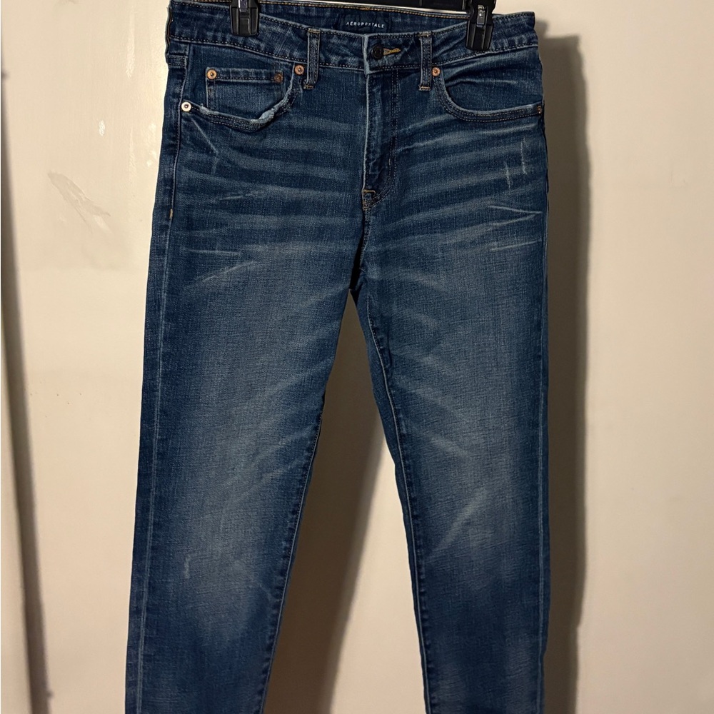 Aeropostale Men's Slim Straight Jeans - Dark Blue